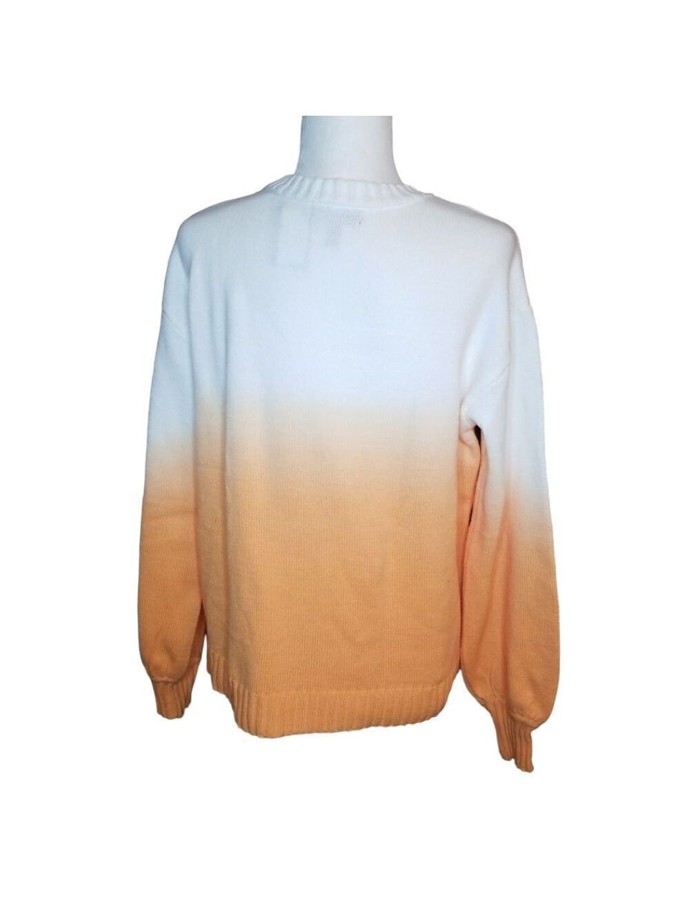 Ella Rafaella Ombre Pullover Sweater Mock Orange White Knit Size XL - Picture 6 of 10